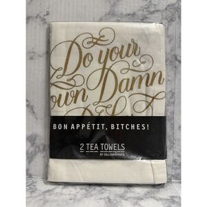 Bon Appetit, Bitches 2 Tea Kitchen Towels by Calligraphuck Crass Funny Gift NEW